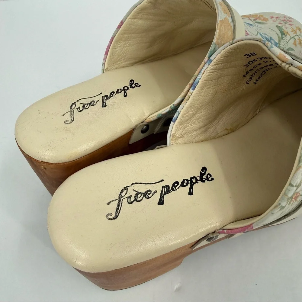 Free People Calabasas Floral Wood Clog Size 38 or US 7.5 - Picture 6 of 13